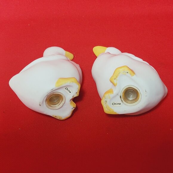 Vintage Salt and Pepper Shaker Duck Geese Pink Bow Set of 2 - Picture 7 of 10